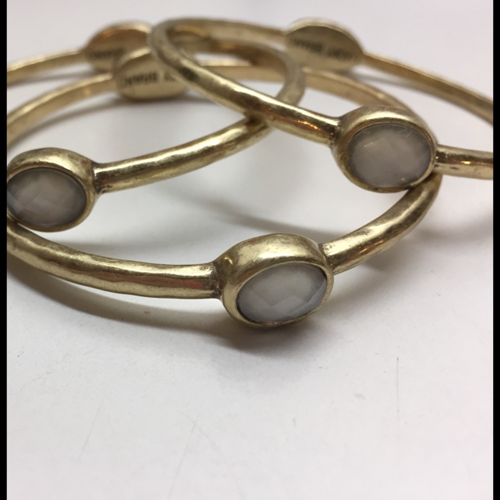 3 lucky brand bangles with white stones